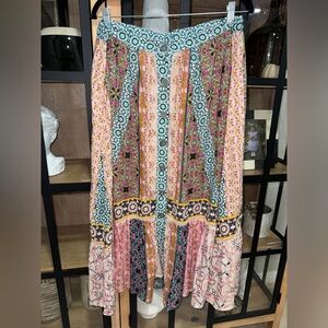 Sundance patchwork boho lace ladder mixed print floral paisley maxi petite midi